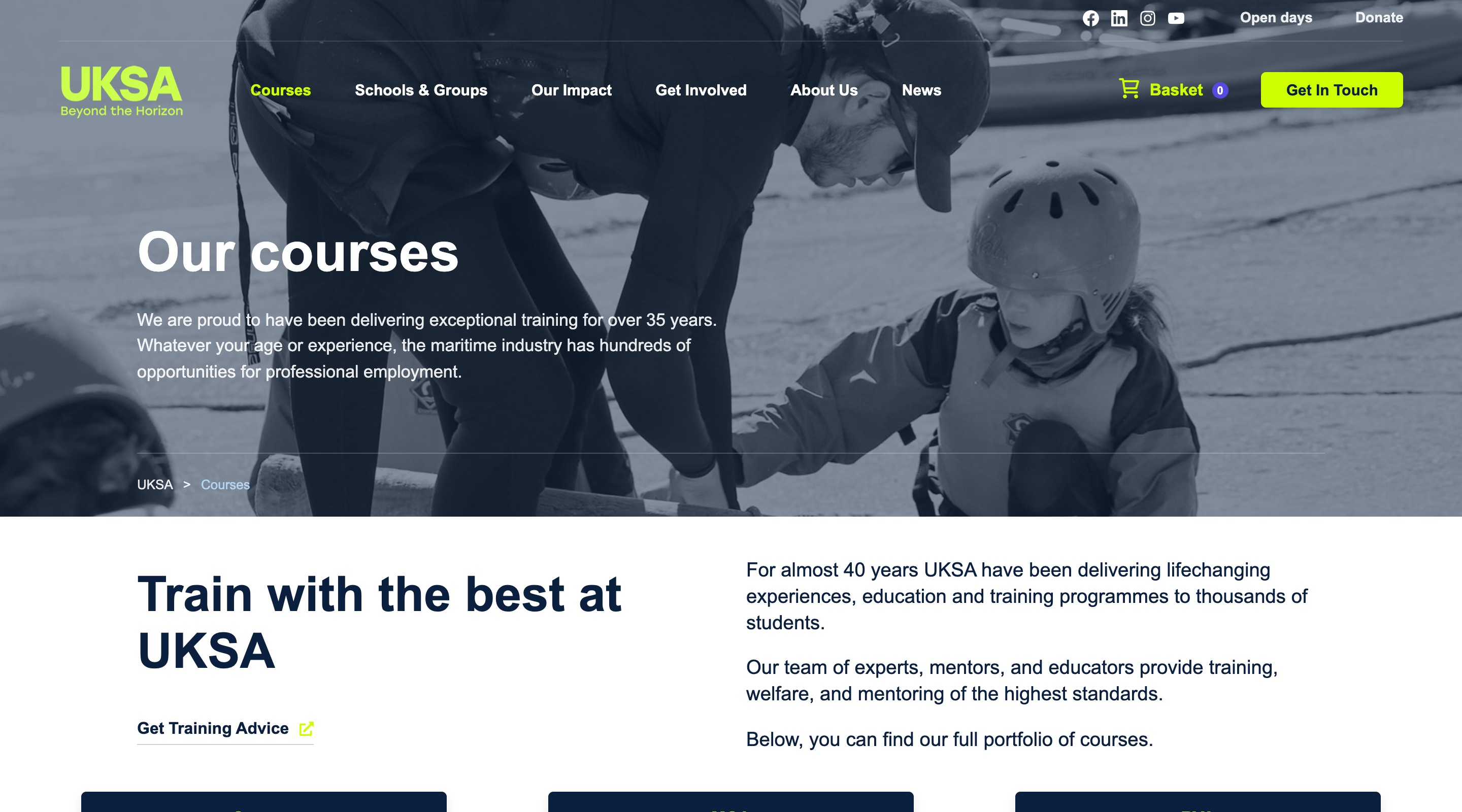 United Kingdom Sailing Academy (UKSA) website